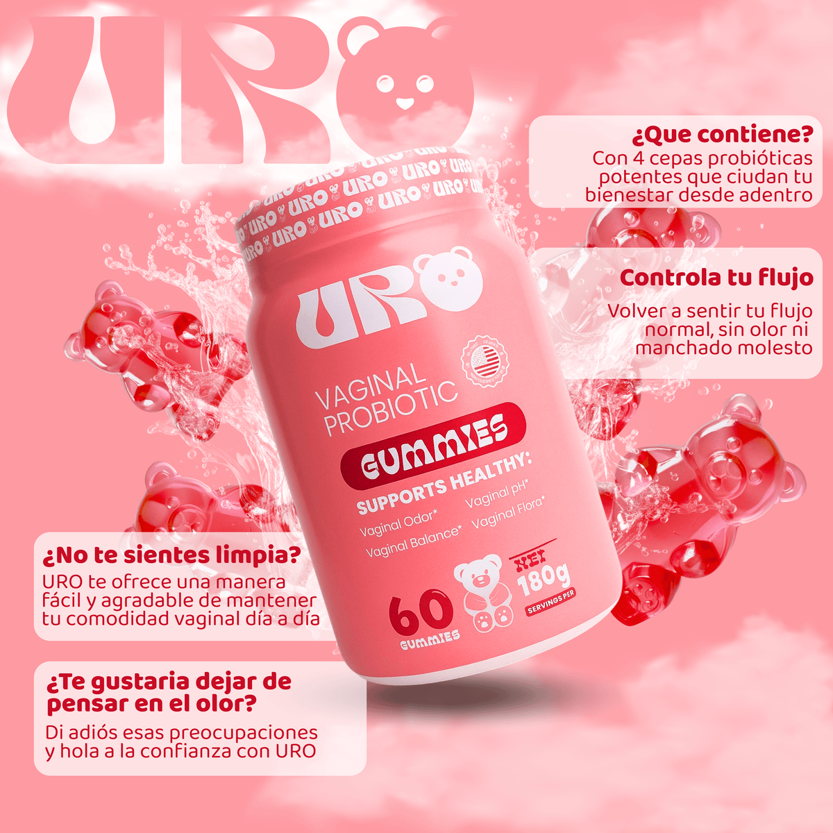 URO Gomitas Envase de 60 Gomitas + Sache
